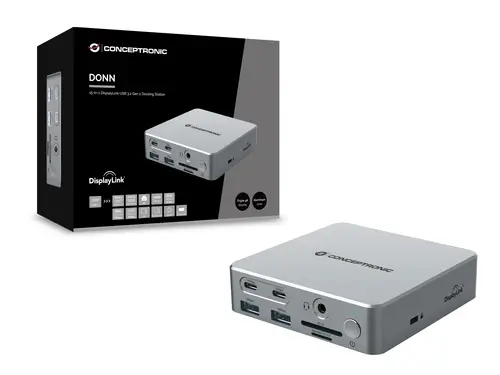 DONN25G base para portátil y replicador de puertos Alámbrico USB 3.2 Gen 2 (3.1 Gen 2) Type-C Plata - Imagen 6