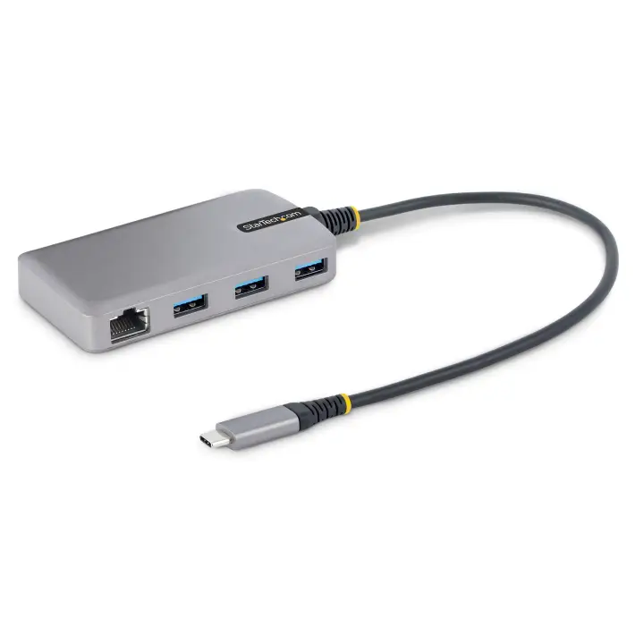 Hub USB-C de 3 Puertos USBA - USB 3.0 de 5Gbps - Alimentado por el Bus - Concentrador USB-C de 3 Puertos USB-A - Ladrón USB-C Portátil - Red Ethernet RJ45 Gigabit
