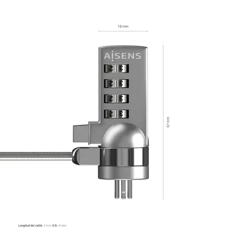 Cable de Seguridad con Cerradura de Combinacion para Ordenador, Monitor, Portatil 1.5M - Imagen 3