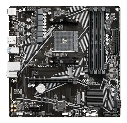 B550M K Placa base - Procesadores AMD Ryzen 5000, hasta 4733 MHz DDR4, 1xPCIe 4.0 + 1xPCIe 3.0 M.2, LAN 1GbE, USB 3.2 Gen 1 - Imagen 2