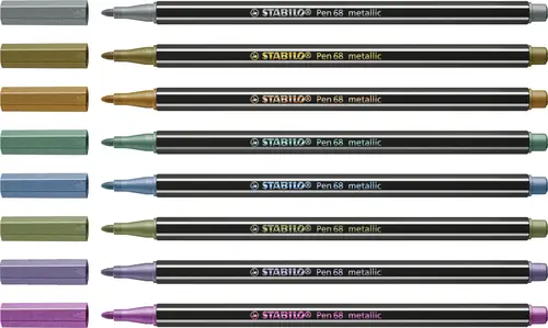 Pen 68 metallic rotulador Medio Cobre, Oro, Azul metálico, Metallic green, Metallic pink, Violeta metalizado, Plata 8 pieza(s) - Imagen 3