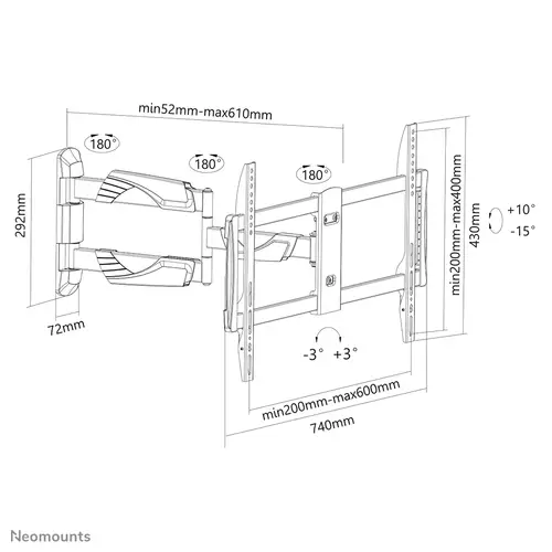 NM-W460BLACK Soporte de pared para TV 32-60" - movimiento completo - Imagen 6