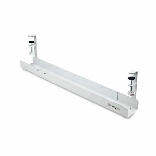 Bandeja Gestionador de Cables Negro - Soporte de Regleta - para Debajo del Escritorio - Ajustable en Longitud - Fijación con Mordaza - Instalación sin Perforaciónes - Blanco - Imagen 1