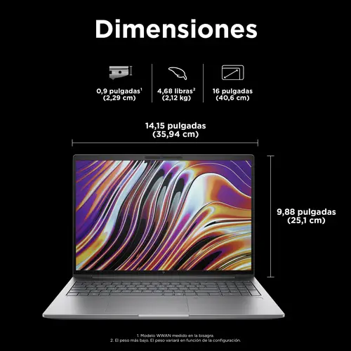 ZBook Power G11 A AMD Ryzen 7 8845HS Estación de trabajo móvil 40,6 cm (16") WUXGA 16 GB DDR5-SDRAM 512 GB SSD NVIDIA RTX A1000 Wi-Fi 6E (802.11ax) Windows 11 Pro AI PC, AI Workstation Plata - Imagen 6