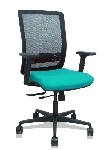 Silla Haches traslack malla negra asiento bali turquesa brazos 2D ruedas 65mm