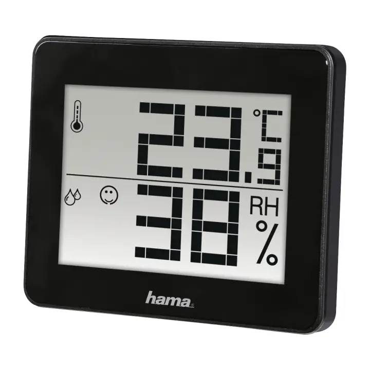 Termómetro e Higrómetro Digital (Control de humedad y temperatura de interiores, Almacenamiento de datos), Color Negro