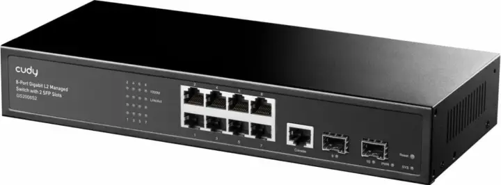 GS2008S2 switch Gestionado L2 Gigabit Ethernet (10/100/1000) 1U Negro