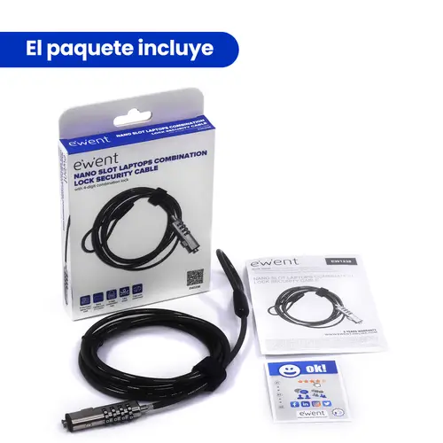 EW1238 cable antirrobo Negro 1,8 m - Imagen 2