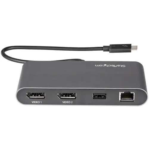 Mini Dock Thunderbolt 3 - Docking Station Portátil para 2 Monitores con DP 4K 60Hz, 1x Hub USB-A (USB 3.0/5 Gbps), GbE - Cable de 28cm - Adaptador Multipuertos TB3 - Mac/Windows - Imagen 4