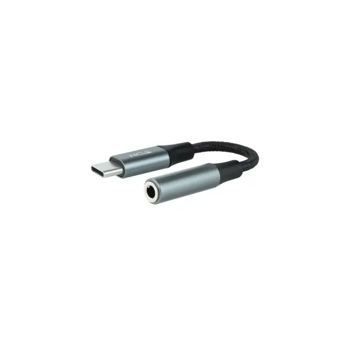 Cable Adaptador Audio USB-C/M a Jack 3.5/H, 11 cm, Negro/Gris