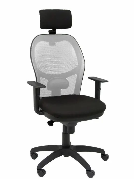 Silla Jorquera malla gris asiento bali negro cabecero regulable