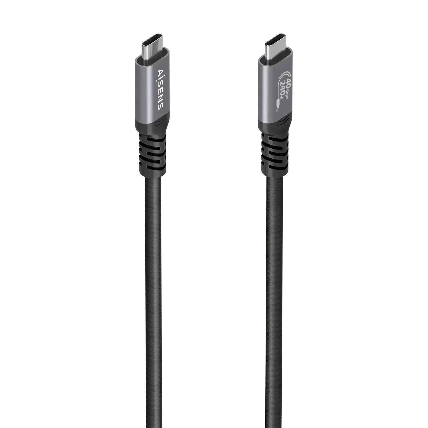 Cable USB4 Gen3x2 Aluminio 40Gbps 8K@60Hz 5A 48V 240W E-Mark, Tipo USB-C/M-USB-C/M, Negro, 2.0m