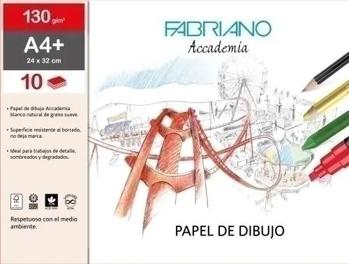 LAMINAS DIBUJO FABRIANO 24X32 LISA B/10 - Pack de 10 unidades