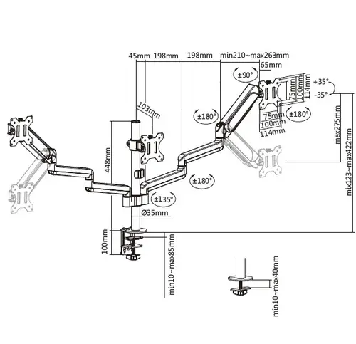 Soporte de sobremesa para monitor triple de 17"-27 - Imagen 8