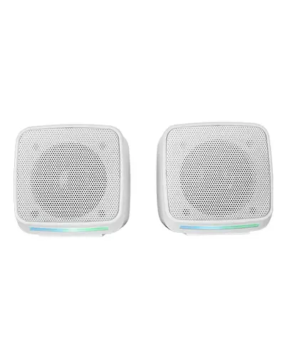 MS-PRO, Altavoces Compactos 10W, Iluminación RGB Flow Dinámica, Altavoz PC con Caja de Control y Entrada Jack 3.5mm, Altavoces Gaming Compatibles con PC / Mac / Smartphone / Tablet, Blanco - Imagen 1