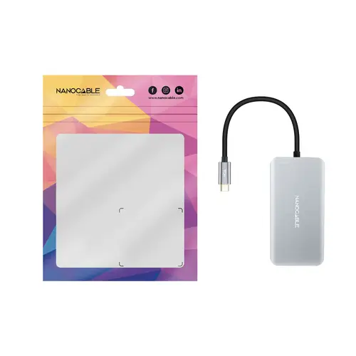 HUB USB-C 5 en 1, Conversor 3.2 GEN1 5G a 3 x USB-A 3.0 + USB-C + USB-C PD 100W, Aluminio, 15 cm, Gris - Imagen 3