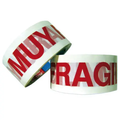 CINTA DE EMBALAJE IMPRESA MUY FRAGIL 50MM.X66M. BLANCO / ROJO TES..