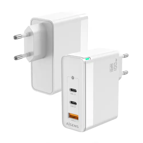 Cargador Gan 100W, 2xUSB-C PD3.0 QC4.0 QC5.0, 1xUSB-A QC3.0, Blanco - Imagen 1