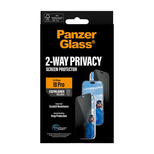 ® 2-Way Privacy Screen Protector iPhone 18 Pro | Ultra-Wide Fit w. EasyAligner Protector de pantalla 1 pieza(s) - Imagen 3
