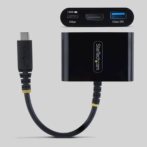 Dock Hub Multipuertos USB Tipo C a HDMI - Adaptador Multipuertos USB-C a HDMI - Carga de 140W - Hub Ladrón USB de 5Gbps - HDMI 4K60Hz - Para MacBook / Dell / Thinkpad / HP / iPad - Negro - Imagen 2