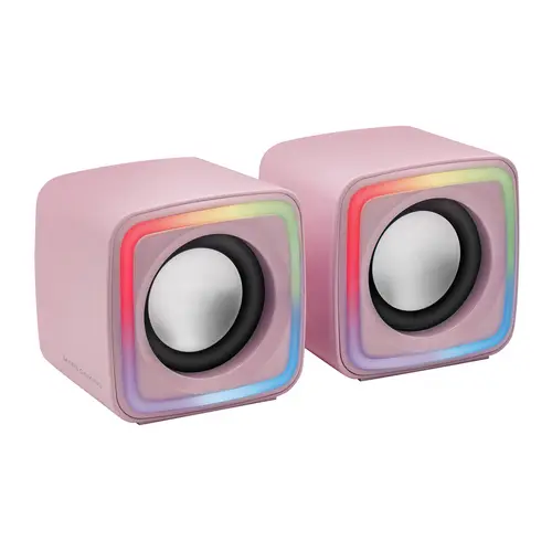 MSCUBEP Rosa, Altavoces Gaming RGB Compactos, Procesador Sonido DSP 8W, Control Volumen - Imagen 1