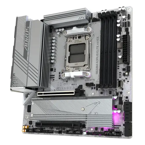 B650M AORUS ELITE AX ICE Placa base - AMD Ryzen serie 9000, VRM de 12+2+2 fases, hasta 8000 MHz DDR5 (OC), 1xPCIe 5.0 + 1xPCIe 4.0 M.2, LAN 2,5 GbE, WIFI 6E, USB 3.2 Gen 2x2 - Imagen 4