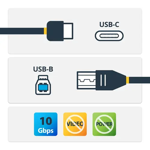 Cable USB-C a USB-B de 1m - USB de 10Gbps - Cable para Datos - USB 3.2 Gen 2 - Cable de Transferencia de Datos USB Tipo C - Imagen 2