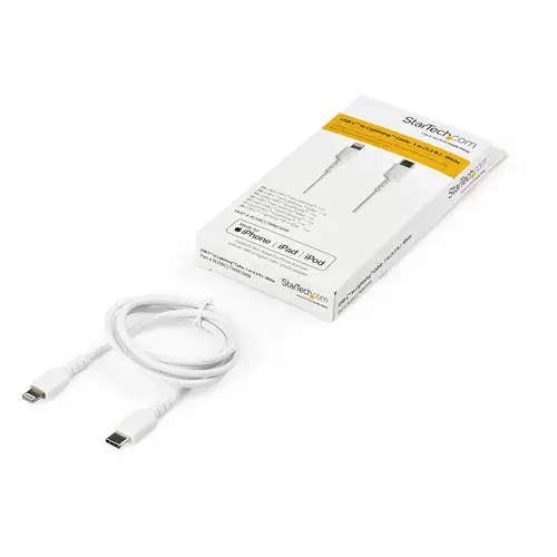 Cable Resistente USB-C a Lightning de 1 m Blanco - Cable de Sincronización y Carga USB Tipo C a Lightning con Fibra de Aramida Resistente - Certificado MFi de Apple - para iPad/iPhone 12 - Imagen 5
