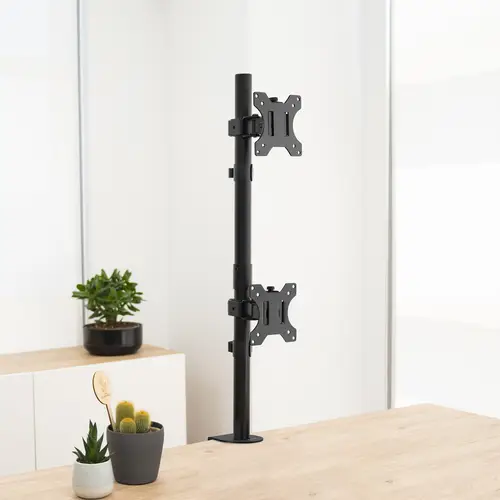Soporte de Mesa, Giratorio e Inclinable, Vertical, para 2 Pantallas 13-32, Negro - Imagen 3