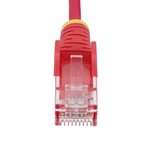 Cable de Red Ethernet CAT6 Delgado sin Enganches Rojo de 1,5m - Cable RJ45 Snagless Slim de 28AWG - Alambre de Cobre Puro - PoE 100W - con Alivios de Tensión - LSZH - Probado con Fluke - Imagen 4