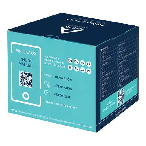 Alpine 17 CO Procesador Refrigerador de aire 9,2 cm Negro, Plata 1 pieza(s) - Imagen 8