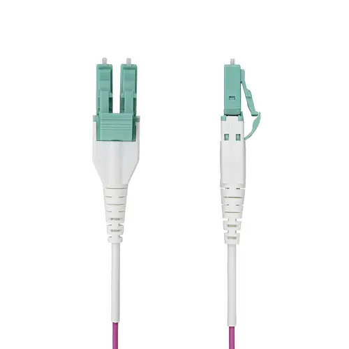 Cable de Fibra Óptica Multimodo OM4 LC a LC UPC de 40m - 50/125µm - 40G/100G - Violeta Érica - LOMMF/VCSE - Cable Uniboot de Fibra - Clasificación Riser OFNR - Imagen 2