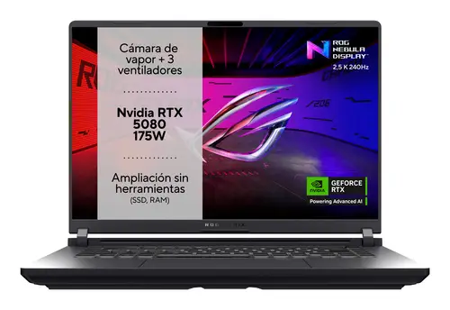 ROG Strix G16 G615LW-S5003 - Ordenador Portátil Gaming de 16" WQXGA 240Hz (Intel Core Ultra 9 275HX, 32GB RAM, 1TB SSD, NVIDIA RTX 5080 16GB, Sin Sistema Operativo) Gris Eclipse - Teclado QWERTY español - Imagen 2