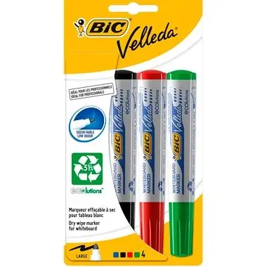 VELLEDA MARCADOR 1701 PIZARRA BLANCA PUNTA REDONDA SURTIDOS BLISTER - 4 UNIDADES -