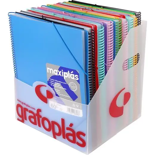 GRAFOPLÁS CARPETA CON FUNDAS MAXIPLÁS SURTIDAS ESPIRAL A4 C/SOB..