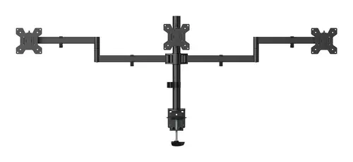 Soporte de mesa eco giratorio e inclinable para 3 monitores 10kg (3 Pivotes, 2 Brazos) de 13-27, Negro - Imagen 2