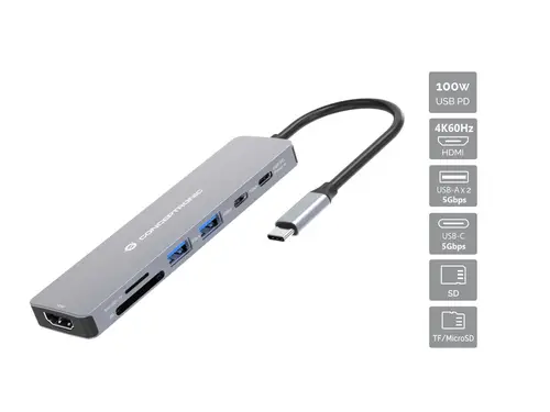 DONN28G base para portátil y replicador de puertos Alámbrico USB 3.2 Gen 1 (3.1 Gen 1) Type-C Gris - Imagen 2
