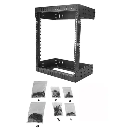 Rack de Servidores Abierto de 12U de Pared - de 19 Pulgadas - de 2 Columnas - de Profundidad Ajustable - para Equipo de Redes - AV - de Servicio Pesado - Imagen 5