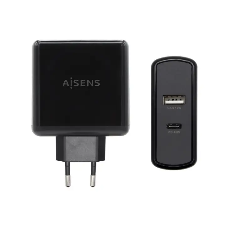 ASCH-2PD45A-BK cargador de dispositivo móvil GPS, Mando para videojuegos, MP3, MP4, Teléfono móvil, Portátil, Smartphone, Tableta Negro Corriente alterna Carga rápida Interior