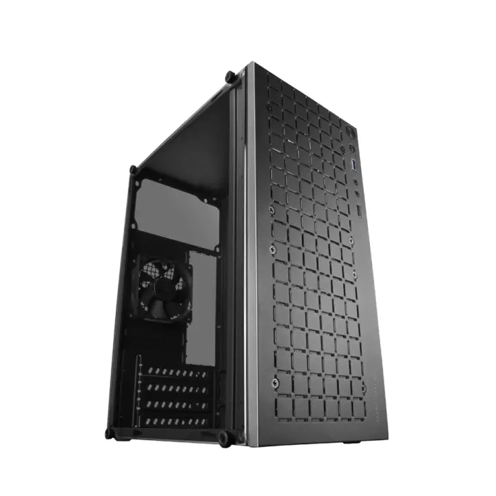 MC-1000, Caja Compacta MicroATX, Diseño Frontal Metal-Mesh, Ventana Lateral Completa, 1x Ventilador Ulta-Silencioso FDB 80mm, Negro