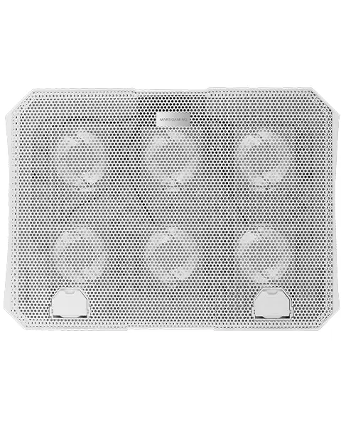 MNBC23, Base Refrigeradora y Stand 16, 6 Ventiladores Controlables con LED Azul, Stand 6 Posiciones, Soporte Smartphone, 2 USB 2.0, Blanco