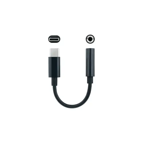 Cable Adaptador Audio USB-C/M a Jack 3.5/H, 11 cm, Negro - Imagen 2