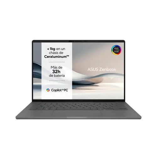 Zenbook A14 OLED UX3407QA-QD412W Copilot+ PC - Ordenador Portátil 14" WUXGA (Qualcomm Snapdragon X (X1-26-100), 32GB RAM, 512GB SSD, Adreno GPU, Win 11 Home) Gris Islandés - Tec. QWERTY Esp - Imagen 2