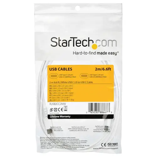 Cable de 2m de Carga USB C - de Carga Rápida y Sincronización USB 2.0 Tipo C a USB C para Portátiles - Revestimiento TPE de Fibra de Aramida M/M 60W Blanco - iPad Pro Surface - Imagen 6