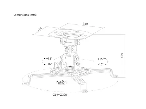 650705 montaje para projector Techo Negro - Imagen 8