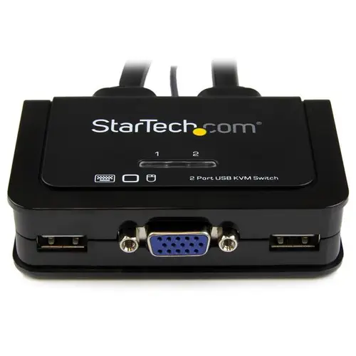Switch Conmutador KVM de Cable con 2 Puertos VGA USB Alimentado por USB con Interruptor Remoto - Imagen 2