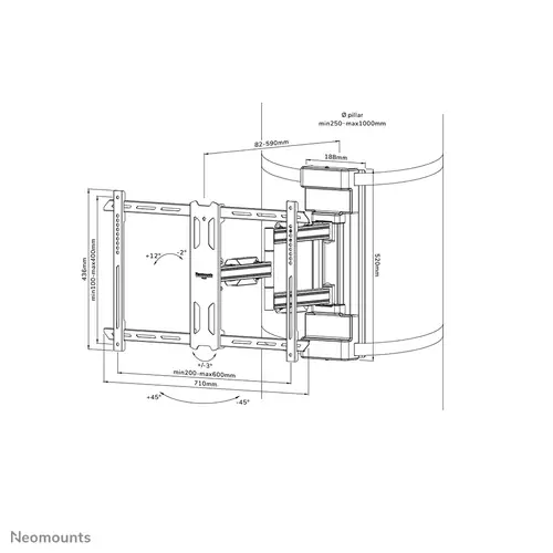 WL40S-910BL16 Soporte de TV para columna 40-70" - movimiento completo - diá. 25-100 cm - Imagen 16