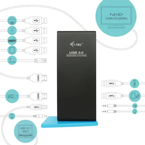 USB 3.0/USB-C Dual HDMI Docking Station - Imagen 3