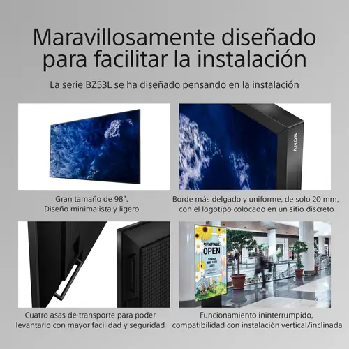 FW-98BZ53L pantalla de señalización Pantalla plana para señalización digital 2,49 m (98") LED Wifi 780 cd / m² 4K Ultra HD Negro Android 24/7 - Imagen 4