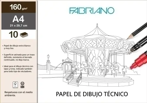 LAM.DIB.LINEAL FABRIANO A4 M-PK 10h LISO - Pack de 5 unidades